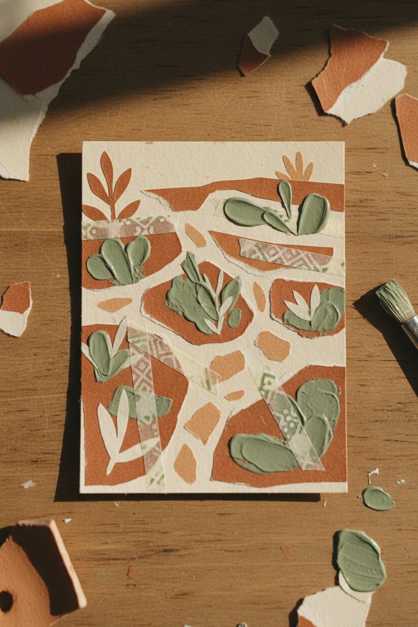A 2.5 by 3.5 inch collage example ACEO: Paper Garden.